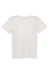 Shop Majestic Crew-neck T-shirt In Linen And Short Sleeve