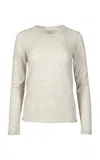 Majestic Crewneck Cashmere Top In Light Grey
