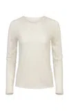 Majestic Crewneck Cashmere Top In Off-white