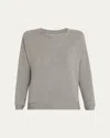Majestic Crewneck French Terry Pullover In Gray