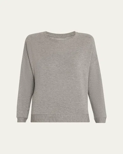 Majestic Crewneck French Terry Pullover In Gray
