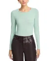 Majestic Soft Touch Flat-edge Long-sleeve Crewneck Top In Azur