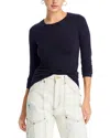 Majestic Crewneck Long Sleeve Tee In Marine