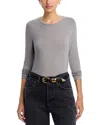 Majestic Soft Touch Flat-edge Long-sleeve Crewneck Top In Plume