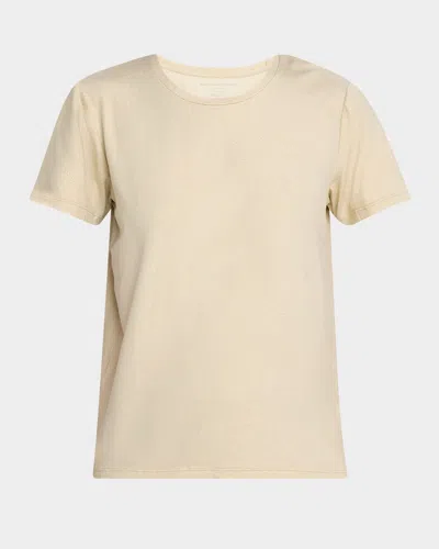Majestic Crewneck Metallic Knit Tee In Neutral