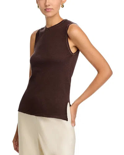 Majestic Crewneck Sleeveless Top In Brown