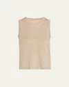 Majestic Crewneck Stretch Linen Tank In Stretch Linen Crew Tank