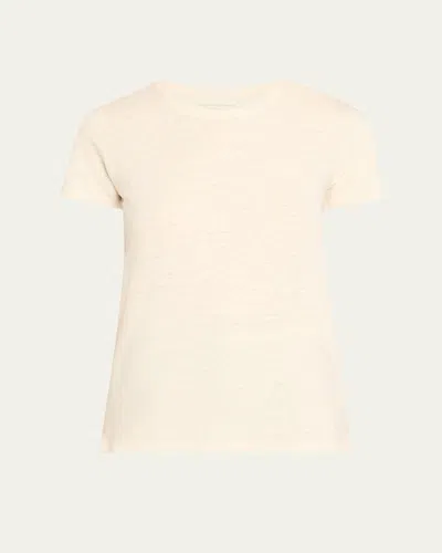 Majestic Crewneck Stretch Linen Tee In White
