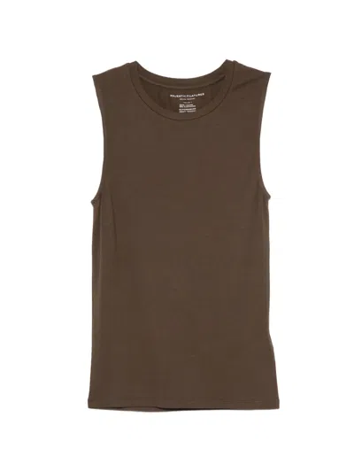 Majestic Crew-neck Tank Top In Brown
