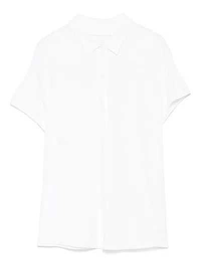 Majestic Filatures Short-sleeved White Shirt With Classic Collar
