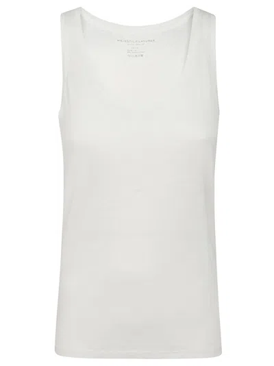 Majestic Ribbed-trim Tank Top In White