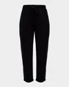 Majestic Drawstring French Terry Pants With Rolled Hem In Noir