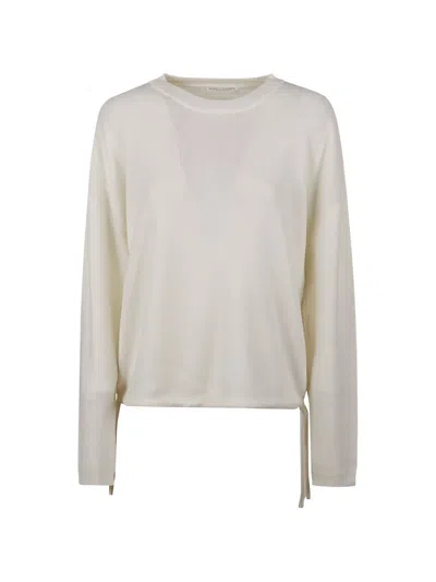 Majestic Drawstring-hem Crew-neck T-shirt In White