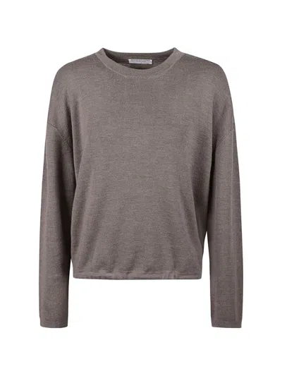 Majestic Drawstring-hem Sweater In Brown