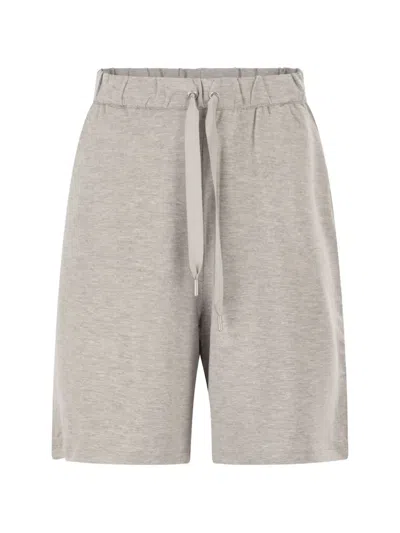 Majestic Stretch Viscose Bermuda Shorts With Drawstring Waist In Gray