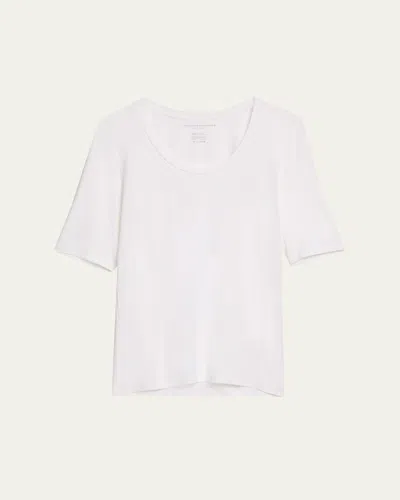 Majestic Elbow-sleeve Scoop-neck Shirt In White