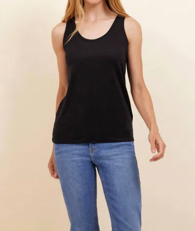 MAJESTIC ESSENTIAL STRETCH LINEN TANK TOP IN NOIR