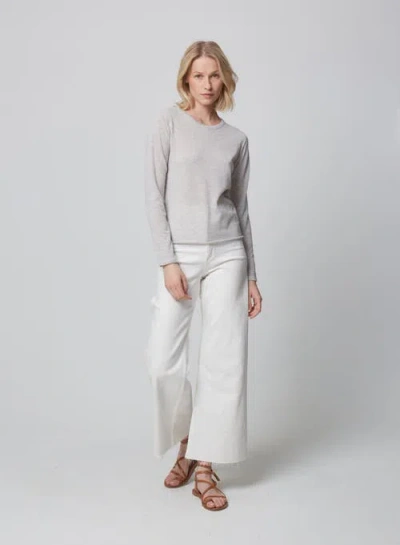 Majestic Filatures 100% Machine Washable Cashmere Long Sleeve Crewneck T-shirt In Brume Chine