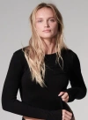 Majestic Filatures 100% Machine Washable Cashmere Long Sleeve Crewneck T-shirt In Noir