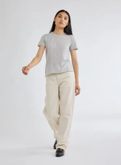 Majestic Filatures 100% Machine Washable Cashmere Short Sleeve Crewneck T-shirt In Brume Chine