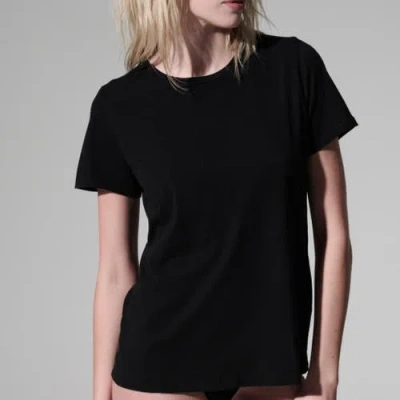 Majestic Filatures 100% Machine Washable Cashmere Short Sleeve Crewneck T-shirt In Noir