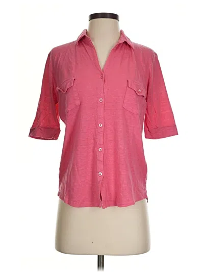 Pre-owned Majestic Filatures 3/4 Sleeve Button Down Shirt In Pink