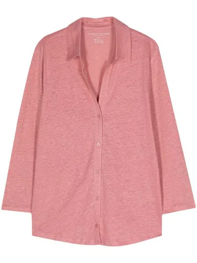Majestic 3/4 Sleeve Linen Shirt In Pink
