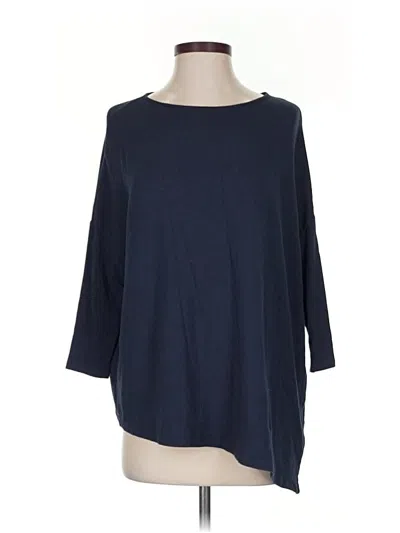 Pre-owned Majestic Filatures 3/4 Sleeve Top Blue Boatneck Tops
