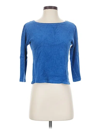 Pre-owned Majestic Filatures 3/4 Sleeve Top Blue Boatneck Tops