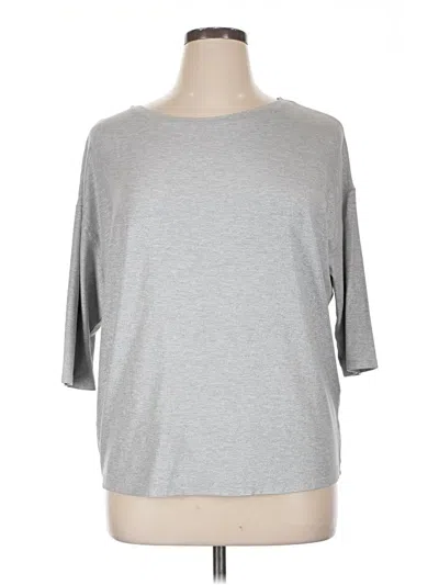 Pre-owned Majestic Filatures 3/4 Sleeve Top Gray Crew Neck Tops