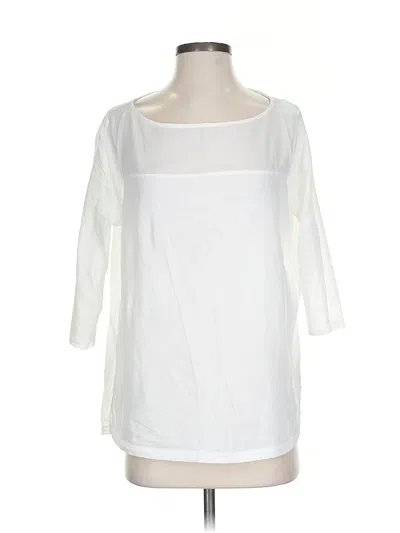 Pre-owned Majestic Filatures 3/4 Sleeve Top White Boatneck Tops