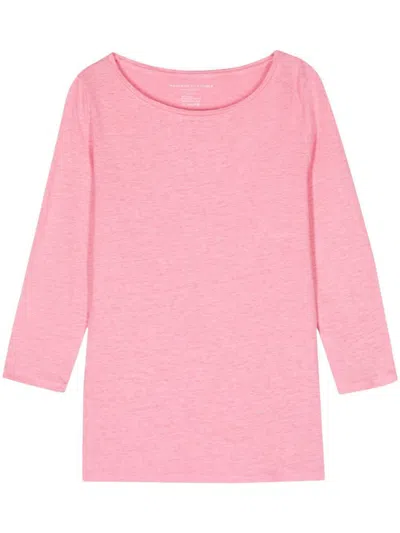Majestic Filatures 3/4 Sleeves Boat Neck T-shirt Clothing In Pink