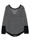 Majestic Filatures Black And White Stripes Linen Sweater