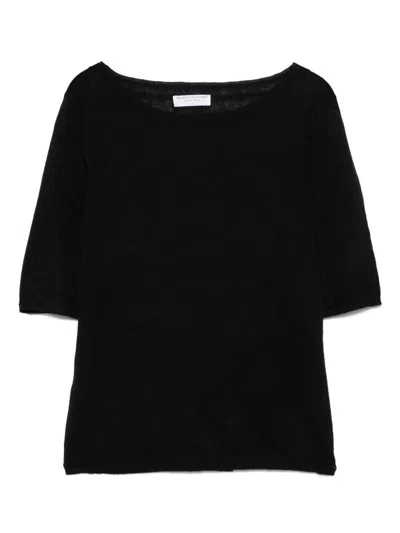 Majestic Filatures Black Linen Sweater
