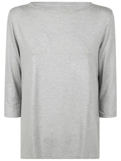 Majestic Boat Neck 3/4 Sleeve Sweater In Grey