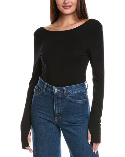 Majestic Filatures Boatneck Bodysuit In Black