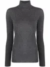 Majestic Cashmere Blend High-neck Sweater In Grey