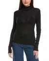 Majestic Cotton-cashmere Long Sleeve Turtleneck Top In Black