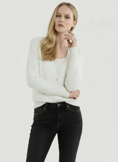 Majestic Filatures Cashmere V-neck Cardigan In White