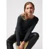 Majestic Filatures Cotton Cashmere Long Sleeve Crewneck T-shirt In Anthracite Chine