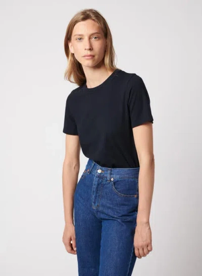 Majestic Filatures Cotton 'silk Touch' Short Sleeve Semi Relaxed Crewneck T-shirt In Noir