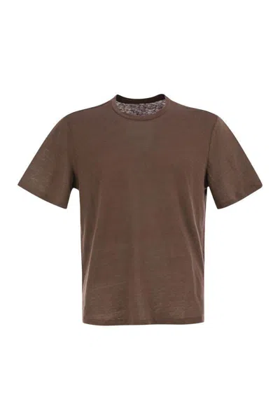 Majestic Filatures Crew-neck And Short-sleeved T-shirt In Linen