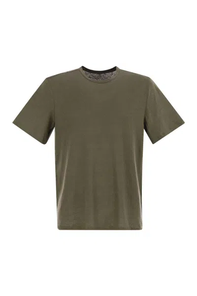 MAJESTIC MAJESTIC FILATURES CREW-NECK AND SHORT-SLEEVED T-SHIRT IN LINEN