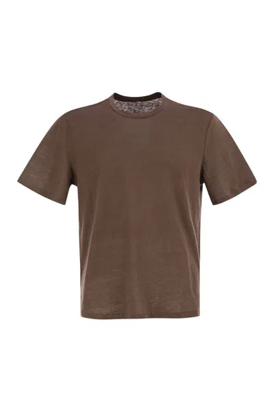 MAJESTIC MAJESTIC FILATURES CREW-NECK AND SHORT-SLEEVED T-SHIRT IN LINEN