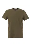 Majestic Crew-neck And Short-sleeved T-shirt In Linen In Military Green