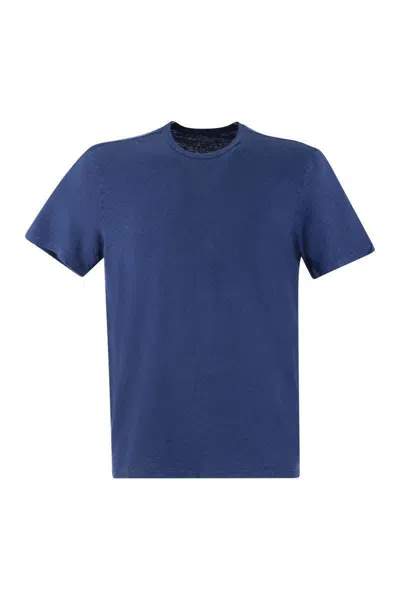 Majestic Filatures Crew-neck Linen T-shirt In Royal Blue