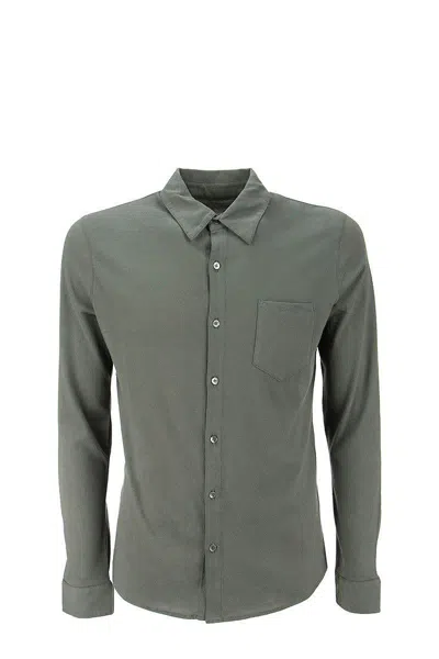 Majestic Deluxe Cotton Long Sleeve Shirt In Grey