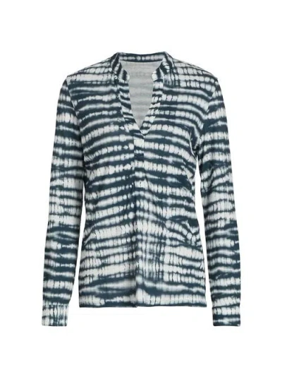 Majestic Filatures Deluxe Cotton Novelty Henley Shirt In Blue