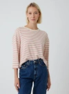 Majestic Filatures French Terry Novelty Stripe Three-quarter Sleeve Crewneck