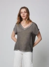 Shop Majestic Filatures Hand-dyed Linen Silk Semi-relaxed V-neck